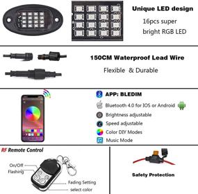 img 3 attached to 🌈 NBWDY 4Pods RGB LED Rock Lights with 4Key RF Bluetooth Controller | 16 Solid Color Dimmable | IP68 Waterproof | Timing Function | Music Mode | Multicolor Neon LED Light Kits for Off Road, Truck, SUV, ATV