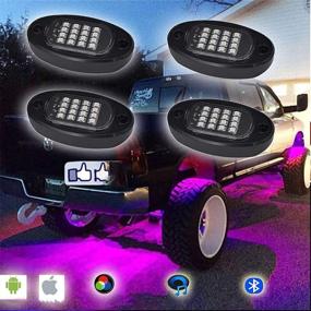 img 4 attached to 🌈 NBWDY 4Pods RGB LED Rock Lights with 4Key RF Bluetooth Controller | 16 Solid Color Dimmable | IP68 Waterproof | Timing Function | Music Mode | Multicolor Neon LED Light Kits for Off Road, Truck, SUV, ATV