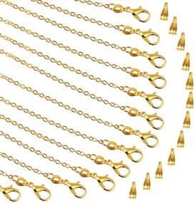 img 4 attached to 💎 30-Pack 18-inch Gold Plated Necklace Chains Bulk - PP OPOUNT Cable Chains with 30 Pinch Clasp Bails for Jewelry Making