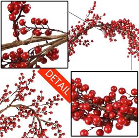 img 2 attached to 🎅 Aonewoe Christmas Red Berry Garland: Transform Your Holiday Decor with 6FT of Festive Burgundy Artificial Pip Berries