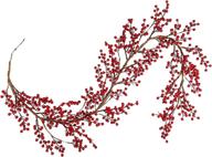 🎅 aonewoe christmas red berry garland: transform your holiday decor with 6ft of festive burgundy artificial pip berries логотип