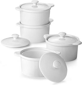 img 4 attached to DOWAN Porcelain Ramekins Casserole Stackable