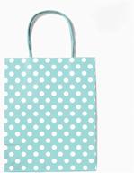 🎁 12 count mint polka dot kraft paper gift bags, 8” x 10” x 4.5", 100% recycled eco friendly paper bags with handles - thick & durable goodie bags, party bags, gift expressions logo