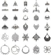 antique silver tibetan alloy earring chandelier filigree connectors - ph pandahall 60pcs/30 styles - ideal for earring drop charm jewelry making logo