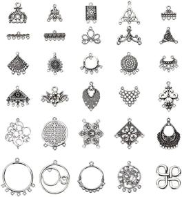 img 4 attached to Antique Silver Tibetan Alloy Earring Chandelier Filigree Connectors - PH PandaHall 60pcs/30 Styles - Ideal for Earring Drop Charm Jewelry Making