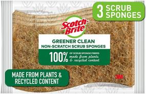 img 3 attached to 🌿 Scotch-Brite Greener Clean Non-Scratch Scrub Sponges, Pack of 3 - Durable & Eco-Friendly Cleaning Solution