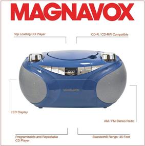 img 3 attached to Magnavox MD6949-BL Portable CD Boombox with AM/FM Stereo Radio, Bluetooth Wireless Technology, and LED Display - Blue, CD-R/CD-RW Compatible