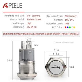 img 3 attached to 🔊 APIELE 16mm Momentary Speaker Horn Switch: 12V, 1NO 1NC SPDT, Pre-Wiring Socket, Green/Silver Shell