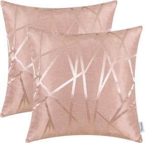 img 4 attached to 🌸 CaliTime Pack of 2 18 X 18 Inches Dusty Pink Throw Pillow Covers Cases for Couch Sofa Home Decor - Modern Shining & Dull Contrast Triangles with Abstract Lines - Geometric Design