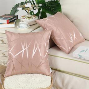 img 1 attached to 🌸 CaliTime Pack of 2 18 X 18 Inches Dusty Pink Throw Pillow Covers Cases for Couch Sofa Home Decor - Modern Shining & Dull Contrast Triangles with Abstract Lines - Geometric Design