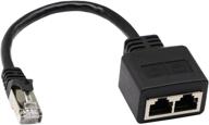 🔌 zdycgtime rj45 network cable - 1 male to 2 female ethernet y type cable - super cat5 & cat6 compatible - lan connector - 23cm logo