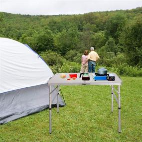 img 2 attached to 🏕️ RedSwing 3 Feet Adjustable Height Aluminum Folding Camping Table: Lightweight and Portable, 36x24 Inches