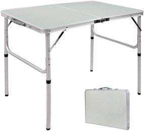 img 4 attached to 🏕️ RedSwing 3 Feet Adjustable Height Aluminum Folding Camping Table: Lightweight and Portable, 36x24 Inches