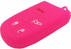 img 1 attached to 🔑 Ezzy Auto Hot Pink Silicone Key Fob Case Cover for Dodge Challenger - 4 Buttons Key Jacket Skin Protector