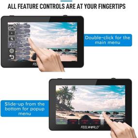 img 3 attached to FEELWORLD F6 Plus Полевой монитор для камеры DSLR: 5,5-дюймовый сенсорный экран, небольшой полноценный IPS-дисплей, 4K HDMI, 3D LUT, наклонная подставка, аккумулятор и зарядное устройство включены.
