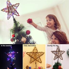 img 3 attached to 🌟 10-Inch Rustic Christmas Tree Topper Star with 50 Multicolor Lights - Xmasneed Rattan Natural Star, Battery Operated - Festive Holiday Decorations