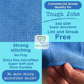 img 1 attached to 🔵 SOLLIEVO Kitchen Microfiber Cleaning Cloth - 3 Pack (Blue) - Lint Free & Streak Free - Premium Quality - Washable 300+ times - Cleans with Only Water