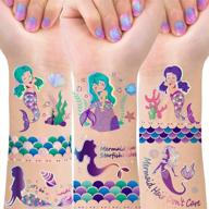 enhance your mermaid party with tmcce mermaid tattoos - party favors with over 32 glittery styles for sparkling mermaid tail decorations logo
