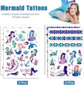 img 3 attached to Enhance Your Mermaid Party with TMCCE Mermaid Tattoos - Party Favors with Over 32 Glittery Styles for Sparkling Mermaid Tail Decorations