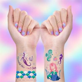 img 1 attached to Enhance Your Mermaid Party with TMCCE Mermaid Tattoos - Party Favors with Over 32 Glittery Styles for Sparkling Mermaid Tail Decorations