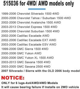 img 2 attached to 🚗 Втулка колеса и сборка подшипника ECCPP передняя 515036 для Chevrolet Silverado 1500 GMC Sierra 1500 Cadillac Escalade Chevrolet Tahoe 1999-2007 4WD 4x4 Только 6 шлицев ABS 3-болтовое крепление