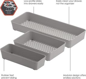 img 3 attached to 🗄️ Spectrum Diversified Hexa Set of 3 Storage Drawers, Resistant to Buildup, Easy-to-Clean Organizers for Kitchen & Bathroom, Stone Gray