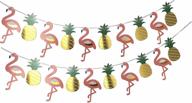 🌺 hawaiian flamingo party banner decoration: summer beach luau garland, set of 2 logo