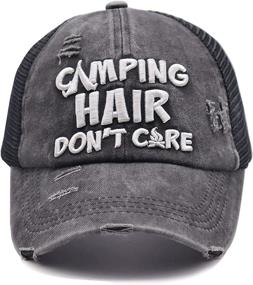 img 3 attached to 🧢 Vintage Washed Distressed Baseball Dad Cap for Women - MANMESH HATT Camping Hair Don't Care Ponytail Hat