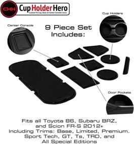 img 2 attached to Premium CupHolderHero for Subaru BRZ, Toyota 86, and 🔥 Scion FR-S 2012-2020 - Custom Liner Accessories: Solid Black 9-pc Set
