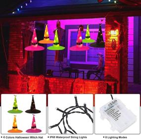 img 1 attached to 🎃 MAOYUE Halloween Decorations: Battery Powered Hanging Lighted Witch Hat with Remote Control - Perfect for Tree, Porch, Yard, and Garden!