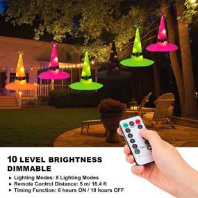 img 3 attached to 🎃 MAOYUE Halloween Decorations: Battery Powered Hanging Lighted Witch Hat with Remote Control - Perfect for Tree, Porch, Yard, and Garden!