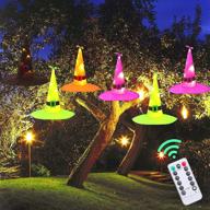 🎃 maoyue halloween decorations: battery powered hanging lighted witch hat with remote control - perfect for tree, porch, yard, and garden! логотип