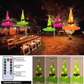 img 2 attached to 🎃 MAOYUE Halloween Decorations: Battery Powered Hanging Lighted Witch Hat with Remote Control - Perfect for Tree, Porch, Yard, and Garden!