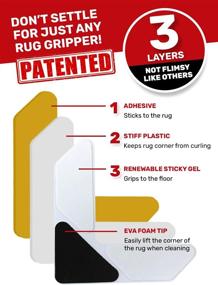 img 3 attached to 🔒 Nevercurl Rug Gripper: Patented, Effective Solution for Flattening Corners and Preventing Rug Slipping - With V Shape Corners and Sticky Gel Gripper