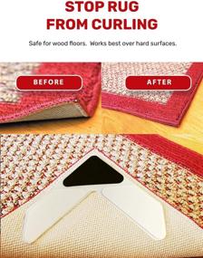 img 1 attached to 🔒 Nevercurl Rug Gripper: Patented, Effective Solution for Flattening Corners and Preventing Rug Slipping - With V Shape Corners and Sticky Gel Gripper