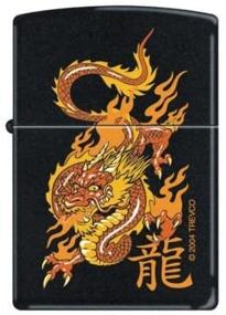 img 1 attached to 🐉 Zippo Oriental Orange Dragon 7364 - Black Matte Lighter