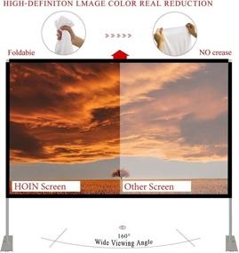 img 2 attached to 🎥 High Quality 100" 16:9 HD 4K Projector Screen with Stand - Perfect for Indoor/Outdoor Home Theater, 3D Projection & Fast-Folding - Includes Stand Legs and Carry Bag for Wrinkle-Free Movie Experience