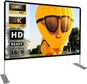 img 4 attached to 🎥 High Quality 100" 16:9 HD 4K Projector Screen with Stand - Perfect for Indoor/Outdoor Home Theater, 3D Projection & Fast-Folding - Includes Stand Legs and Carry Bag for Wrinkle-Free Movie Experience
