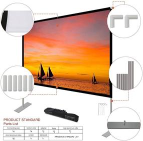 img 1 attached to 🎥 High Quality 100" 16:9 HD 4K Projector Screen with Stand - Perfect for Indoor/Outdoor Home Theater, 3D Projection & Fast-Folding - Includes Stand Legs and Carry Bag for Wrinkle-Free Movie Experience