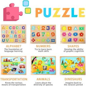 img 3 attached to Wood 🧩 City Educational Toddler Puzzles