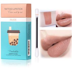 img 4 attached to 20 Pack of Long-Lasting Waterproof Nude Lipstick Cotton Swabs - Disposable & Portable | Durable Liquid Non-Stick Lips