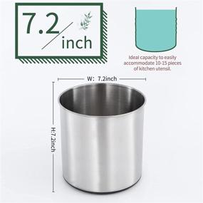 img 4 attached to 🍴 Large Stainless Steel Utensil Crock with Non-Slip Silicone Bottom Design - OKT Kitchen Utensil Holder