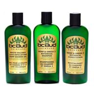 🌿 bc bud natural hemp shampoo & conditioner & exfoliating body wash set for oily hair, itchy scalp & thinning hair - sulfate free, with botanical hemp oil and omega 3 logo