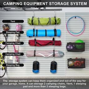 img 3 attached to Garage Wall Storage: Camping Chair Organizer and Hanger System - Holds 4 Chairs, Tent, Umbrella, Yoga Mat, Bag