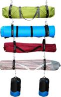 garage wall storage: camping chair organizer and hanger system - holds 4 chairs, tent, umbrella, yoga mat, bag logo