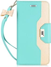 img 4 attached to 📱 FYY Mint Green Leather Wallet Flip Folio Case with Mirror and Wrist Strap for iPhone 8 Plus/iPhone 7 Plus