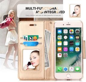 img 3 attached to 📱 FYY Mint Green Leather Wallet Flip Folio Case with Mirror and Wrist Strap for iPhone 8 Plus/iPhone 7 Plus