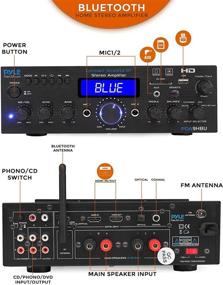 img 3 attached to 🔊 200W Multi-Channel Wireless Bluetooth Home Stereo Amplifier - Home Audio Receiver System with HDMI, Optical/Phono/Coaxial, FM Radio, USB/SD, AUX, RCA, Mic - Remote Control Included - Pyle PDA9HBU.5