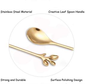 img 3 attached to 🥄 AnSaw Stainless Steel Gold Leaf Coffee Spoon Set - Creative Tableware Dessert Spoons for Stirring, Mixing, Sugar, Ice Cream, Cake - 10-Piece Teaspoon Collection (Gold)