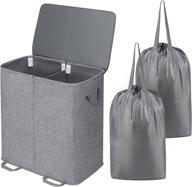 🧺 lifewit double laundry hamper: large, collapsible, grey with lid and removable bags - perfect for bedroom, laundry room, closet, bathroom, college! логотип